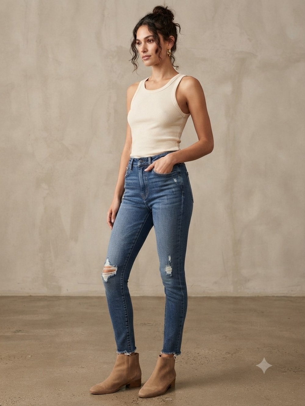 Fashion Nova High-Rise Distressed Skinny Jeans - Blue
